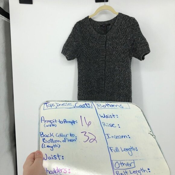 BCBGMaxazria Wool & Alpaca buttoned grey sweater mini dress - Picture 12 of 13